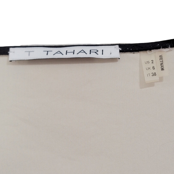 T Tahari Cream & Black Color block Sleeveless 3/4 Zip Dress Size 2 NWOT - Picture 4 of 9